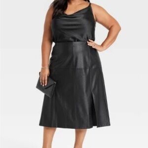 AVA & ViV Vegan Faux Leather A-Line Skirt Size 1X  NWT